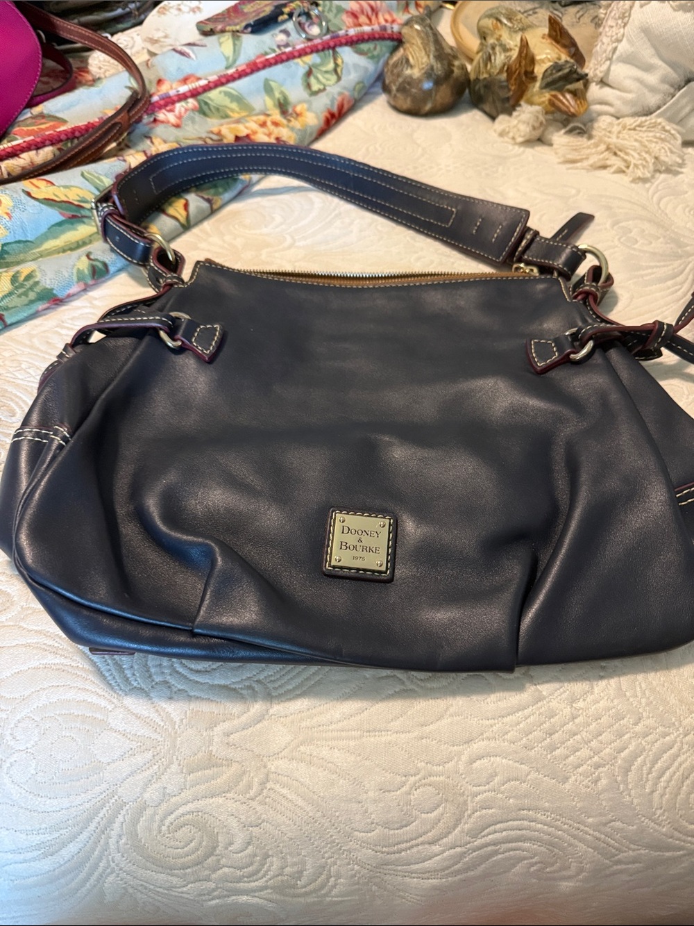 Dooney & Bourke Navy Leather Hobo Shoulder Bag